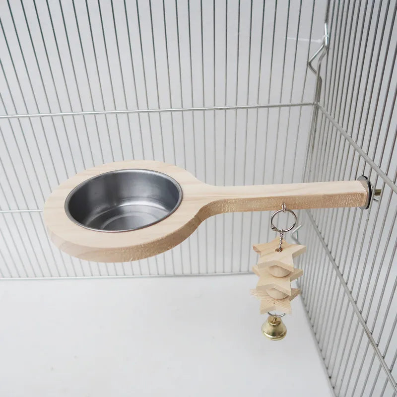 Fågelställ i Trä med Matkopp