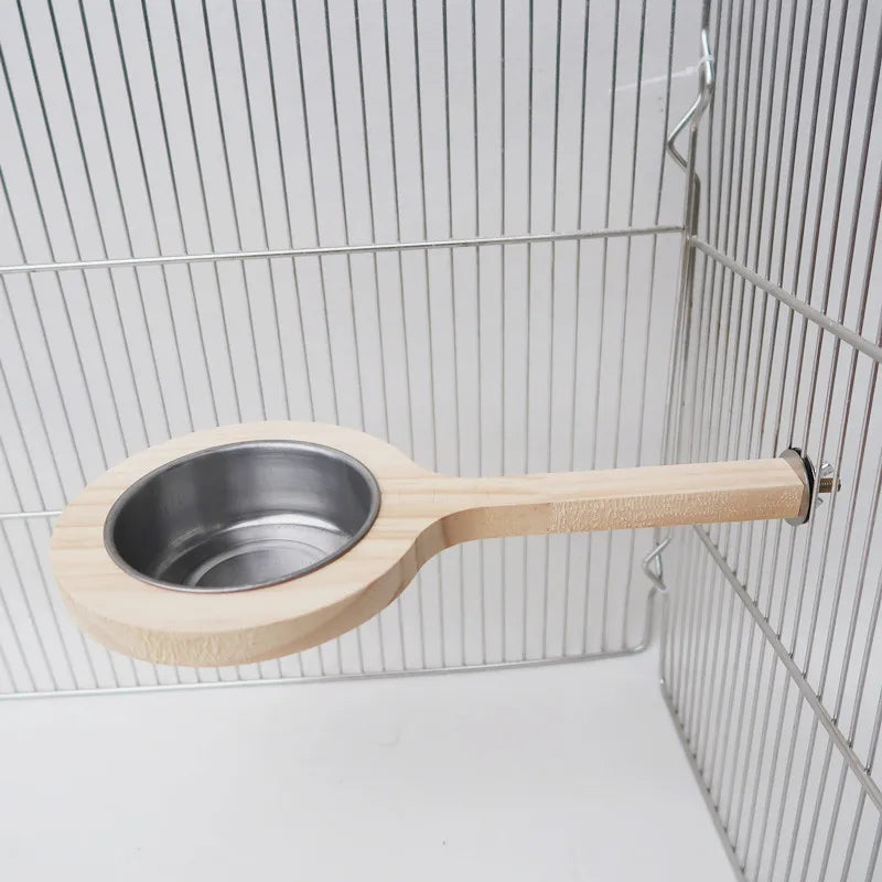 Fågelställ i Trä med Matkopp